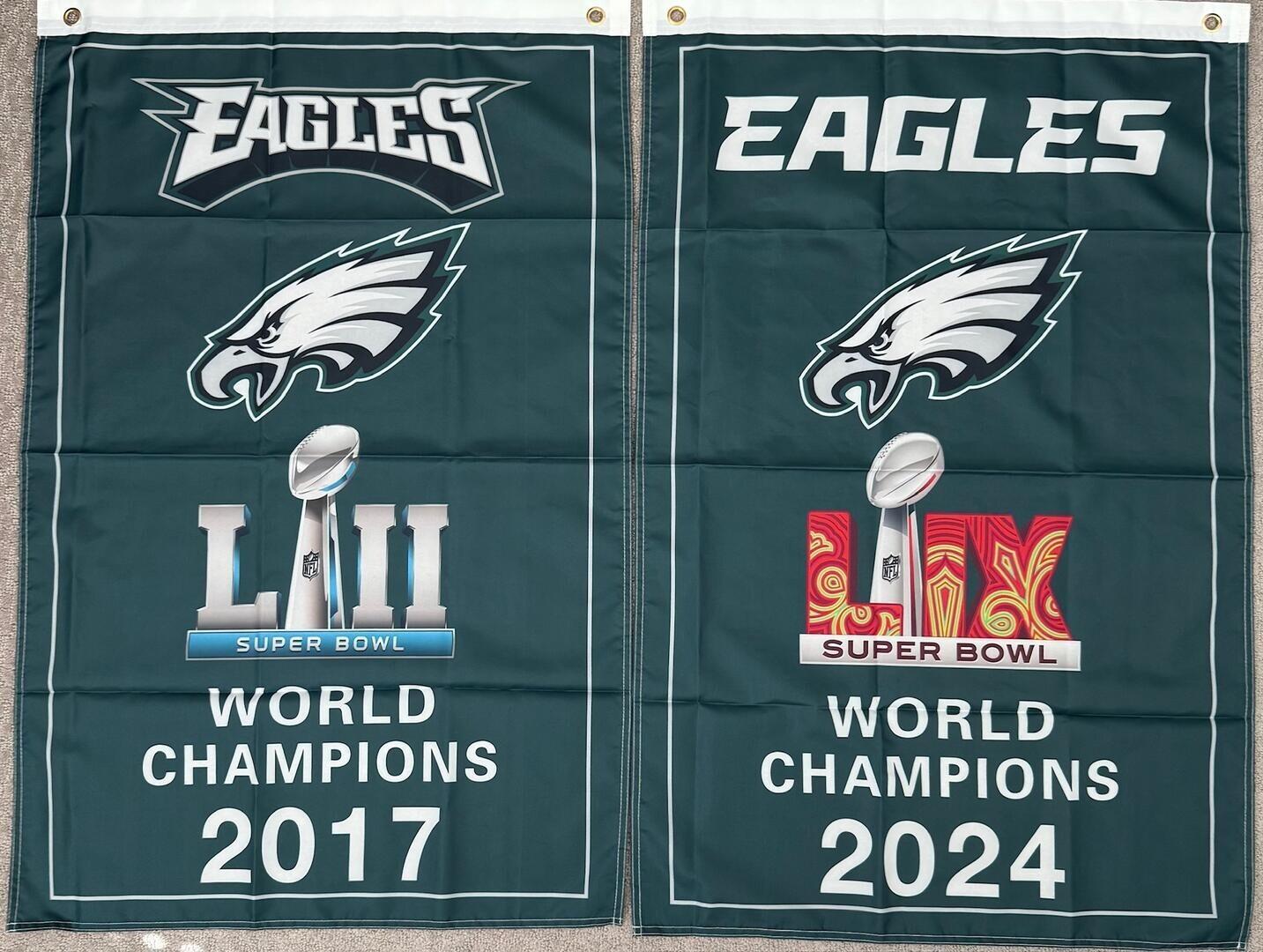 Philadelphia Eagles Super Bowl Champions 2x3 Ft. Vertical Flag Banner - Set  of 2 - CanBordoy